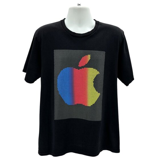 Vintage The Phantom Apple Mens XL T-Shirt Macintosh Pixel Puffy Print Rainbow - Picture 1 of 6